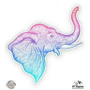 Purple Pink Teal Elephant Head - 3" Vinyl Sticker - For Car Laptop I-Pad Phone Helmet Hard Hat - Waterproof Decal