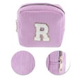 thumbnail image 4 of Unique Bargains 1 Pc Letter R Pattern Makeup Bag for Travel Pink Purple Corduroy, 4 of 6