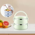 thumbnail image 5 of YIKA Tupperware Container Portable Lunch Box Circular Fresh-keeping Box Stainless Steel Insulated Student Office Worker Lunch Box Bento Boxes Kitchen Storage Green, 5 of 6