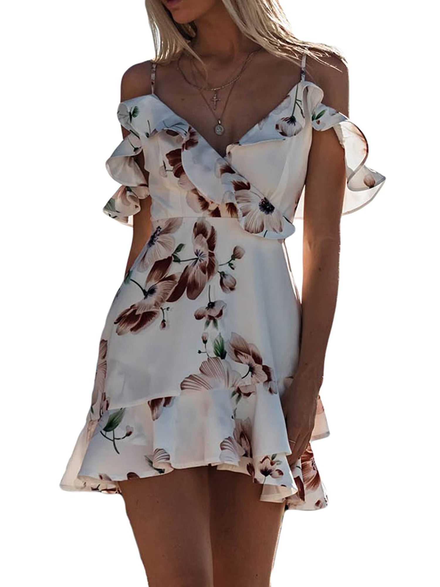 Women's Seersucker Mini Sundress - Smocked Bodice / Front Buttons / Blue