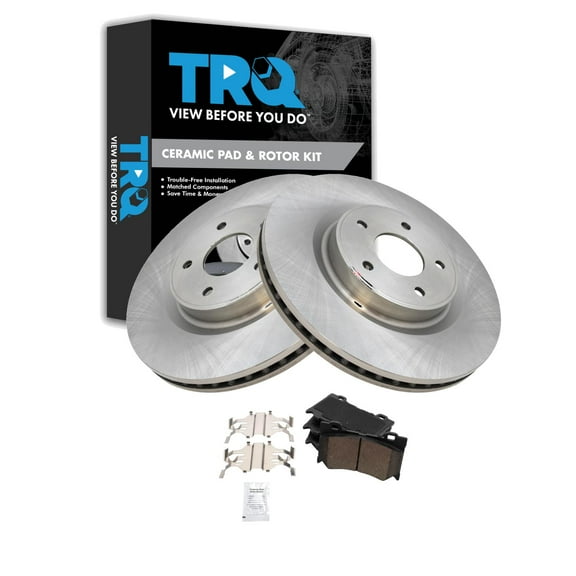 TRQ Front Brake Pad & Rotor Kit Brake Pads Brake Rotor Ceramic Fits Select 2017-2020 INFINITI Q50