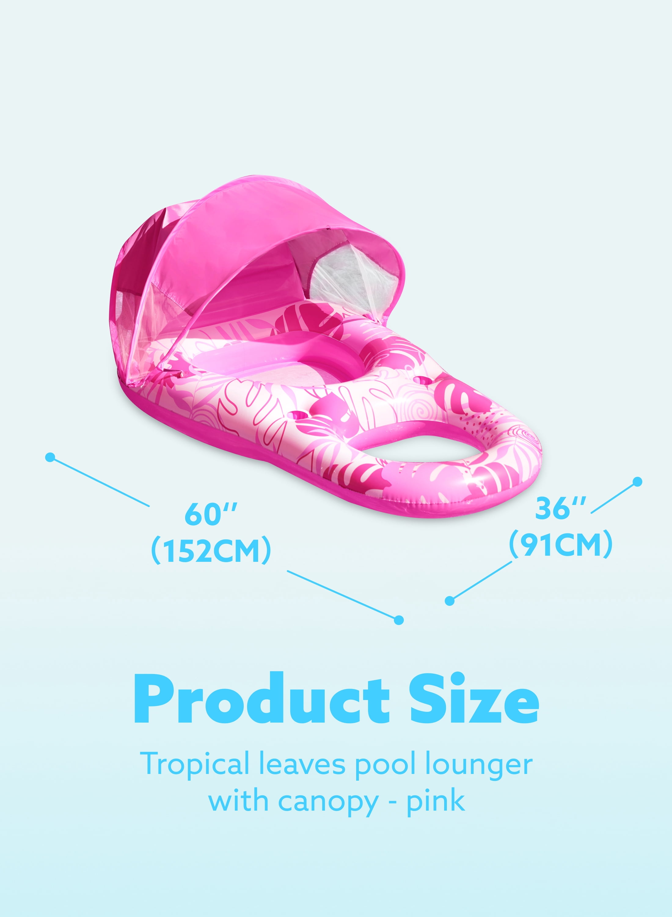 Joyfy Pool Lounge Float with Canopy for Adult, Inflatable Pool Floats Lounger Raft Floaties Water Floating Recliner Chair with Cup Holders Foot Rest Swimming Pool Floaty