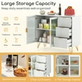 thumbnail image 6 of Gymax Buffet Server Sideboard w/ 2 Tempered Glass Doors & 3 Drawers for Kitchen White, 6 of 10