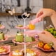 thumbnail image 5 of Juego de 15 expositores de mesa de postre rosa para magdalenas, soporte de 3 niveles para tazas y torres, soporte para pasteles, bandejas para servir postres para fiestas de té, bodas, baby shower,, 5 of 9
