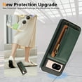 thumbnail image 4 of ELEHOLD Case for Google Pixel 8, Zipper Leather Wallet Case with Card Holder Stand,Green, 4 of 5