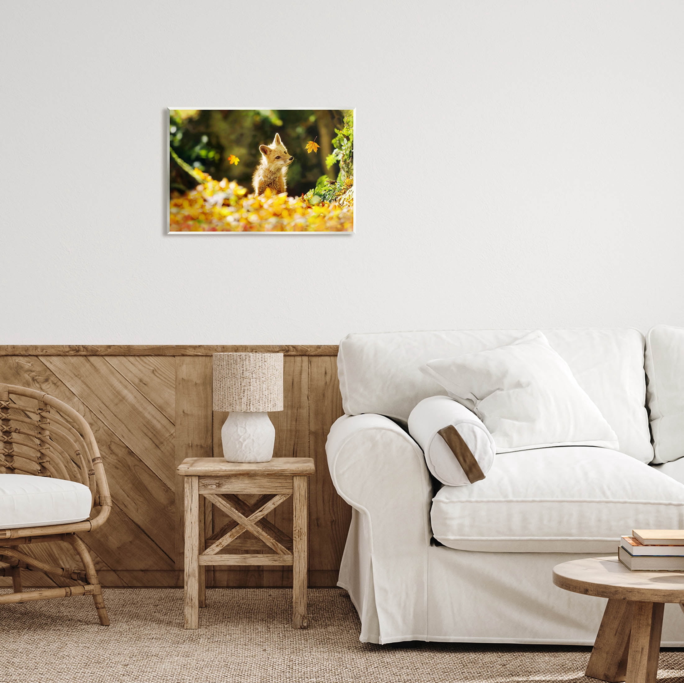 Stupell Industries Fox Watching Autumn Leaves Photograph Unframed Art Print Wall Art, Design by Carrie Ann Grippo-Pike
