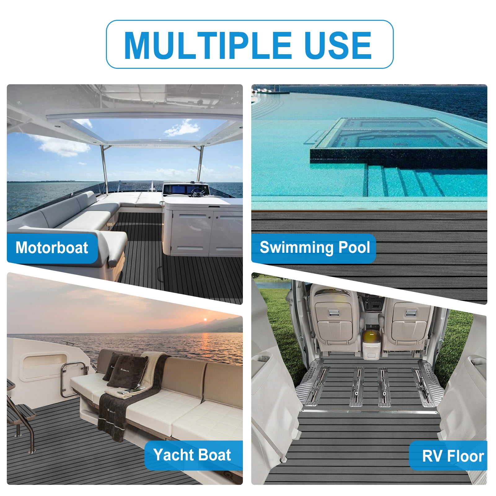 EVA Foam Boat Decking Sheets 15" x 94" - 7mm Thick Non-Slip Faux Teak Marine Flooring Mat for Kayak RV Yacht Motorboat Skateboard Skimboard Step Pool Garden