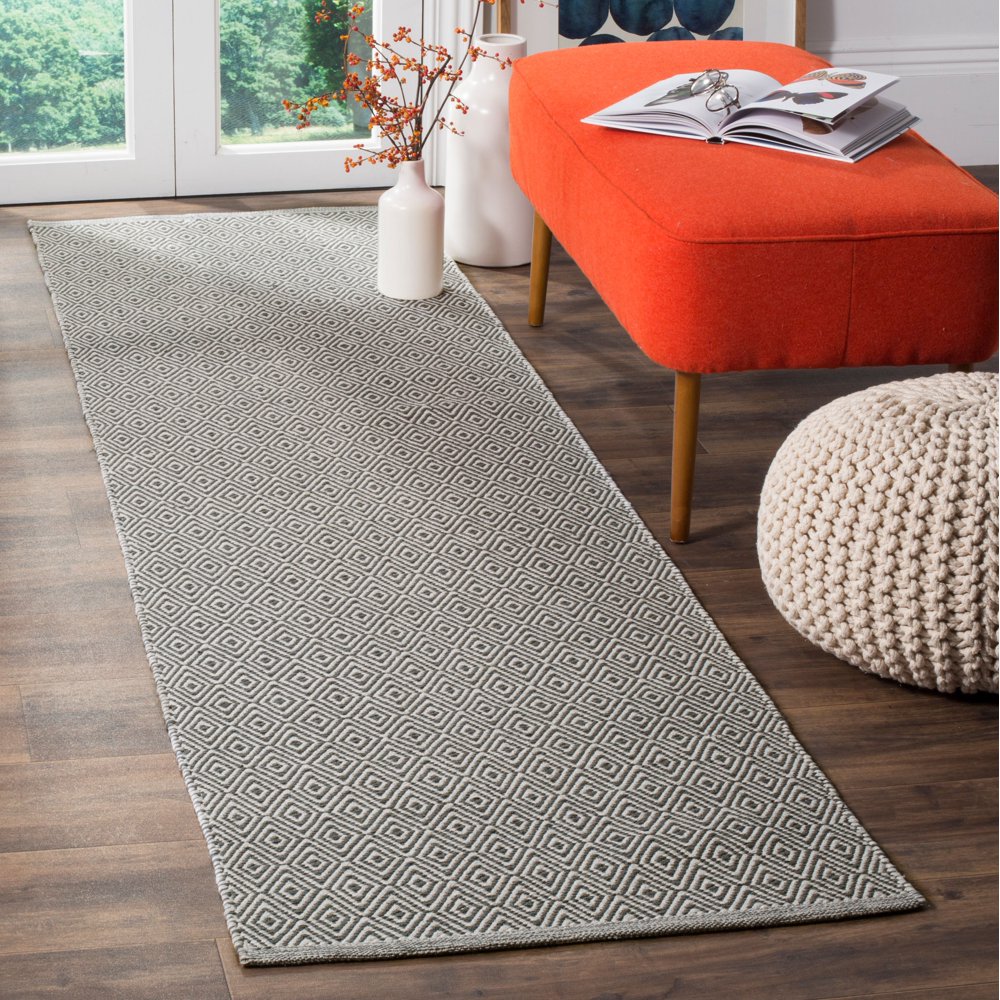 SAFAVIEH Montauk Terrence Geometric Diamond Cotton Runner Rug, Ivory