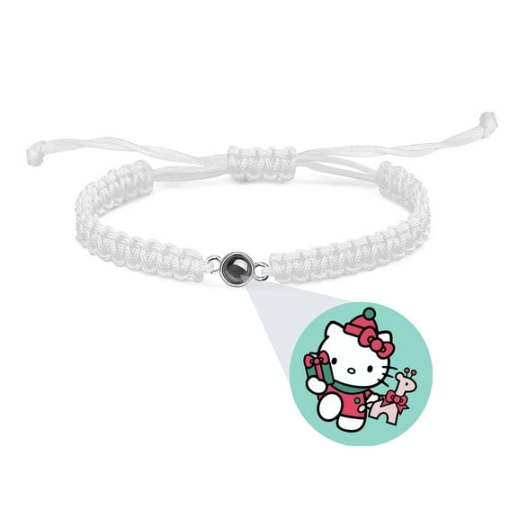 Hello Kitty Christmas Bracelets Support Customized Projection Bracelets with Photos Women's Italian Style Bracelets, Memorial Gifts for Women/Men/Family White
