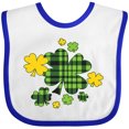 thumbnail image 3 of Inktastic St. Patrick's Day Plaid Green and Yellow Shamrocks Boys or Girls Baby Bib, 3 of 4