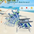 thumbnail image 5 of Costway 2-Pack Folding Backpack Beach Chair 5-Position Outdoor Reclining Chairs w/Pillow Blue, 5 of 10