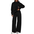 thumbnail image 1 of Conjunto deportivo para mujer PRETTYGARDEN con sudadera con capucha y pantalón ancho negro talla S, 1 of 8