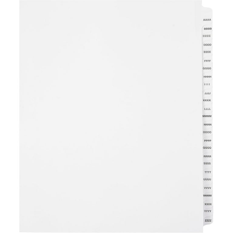 Exhibitindexes® Exhibit Tabs AAAA-ZZZZ (4A-4Z) Made in USA
