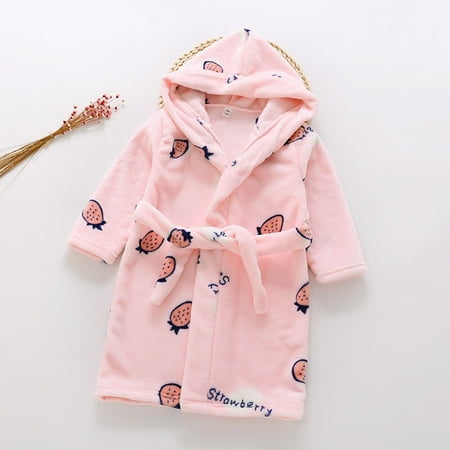 

New Year New You 2022! on Clearance Hesxuno Toddler Baby Boys Girls Cartoon Bathrobes Flannel Night-Robe Sleepwear Baby Stuff