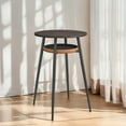 thumbnail image 3 of Round Bar Table with Storage, Ash Brown & Caramel Brown, Synthetic Leather, Mid-Century Modern, Easy Assembly, 3 of 7