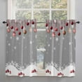 thumbnail image 2 of Christmas Green Kitchen Curtain 39 Inch Length Window Curtains and Drapes for Cafe/Living Room, Winter White Snowflakes Xmas Balls Window Treatment Rod Pocket Drapery Panels Curtains, 27.5x39, 2 of 5