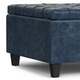 thumbnail image 4 of Simpli Home Harrison 30" Wide Coffee Table Storage Ottoman in Blue Vegan Faux Leather, 4 of 15