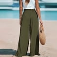 thumbnail image 5 of Summer Linen Pants Women Bow Tie Knot High Waisted Wide Leg Palazzo Flowy Trousers Army Green S, 5 of 7