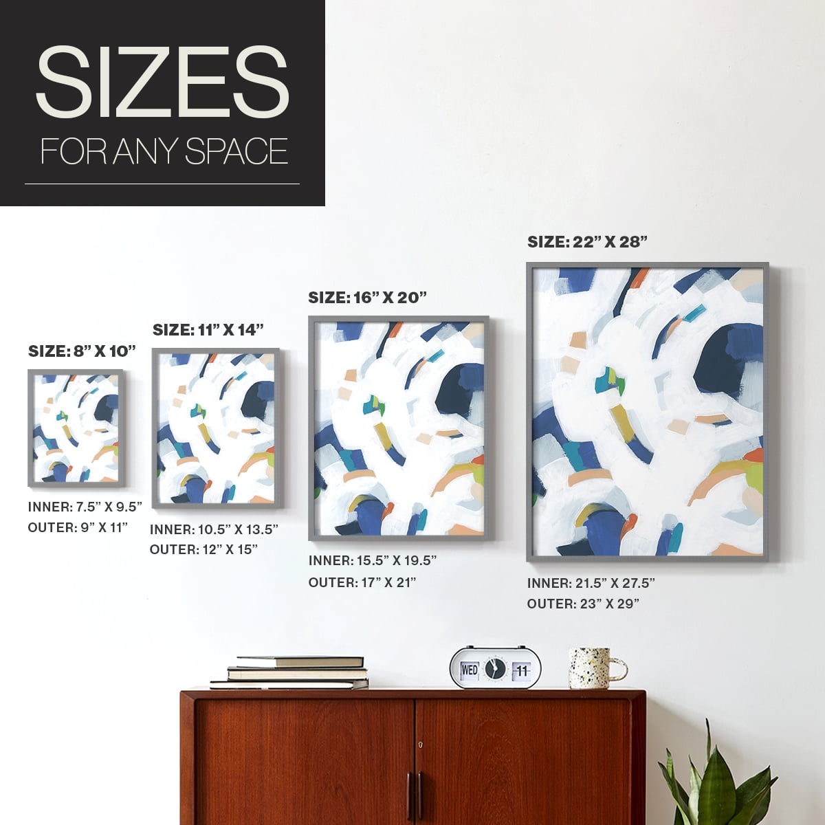 Bright Orbit II Framed Print in Gray Solid Wood Framed Print No Nail Hanging