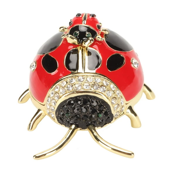 Ring Trinket Box, Red Rhinestones Ladybug Trinket Box For Earrings