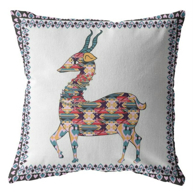 Amrita Sen CAIPL18FSDS16X16 Oreiller en Daim Double Face, avec Fermeture Éclair, Rouge et Bleu sur Blanc