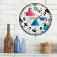 thumbnail image 3 of Yayeee Wall Clock Battery Operated 11.9" Silent Quartz Non-Ticking for Living Room Decor, Green Retro Triangles, 3 of 8