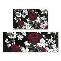 Pioneer Flower Floral Print Pattern Kitchen Rugs Sets Of 2,Anti Fatigue Kitchen Mat Rugs Non Slip Washable,Decorative Kitchen Floor Mats for Kitchen,Sink,Laundry,17"x30" 17"x47"