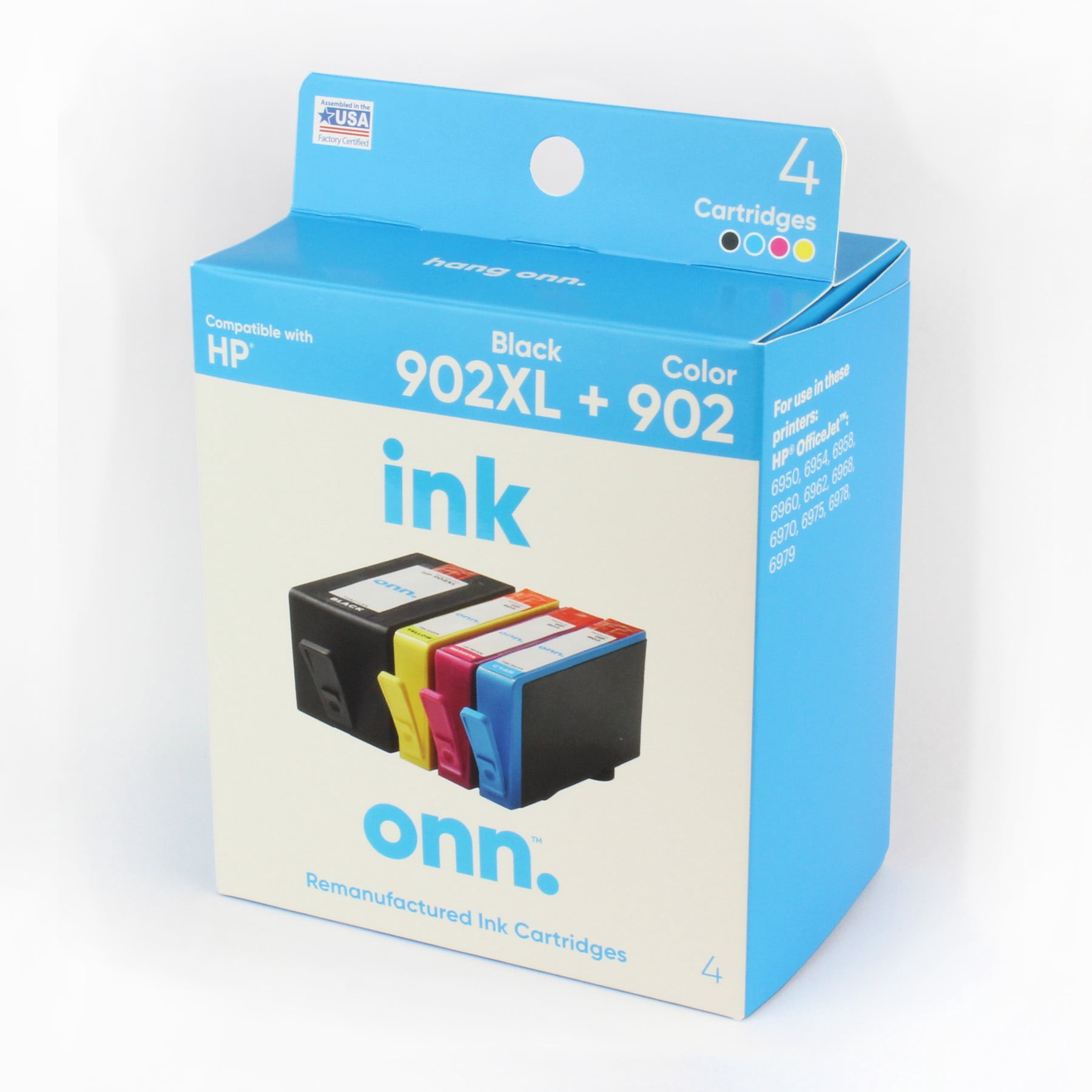 onn. Hp 902xl Black and 902 Color 4 