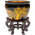 thumbnail image 3 of Oriental Furniture 16" Black Lacquer Fishbowl - Ching Ming, 3 of 6