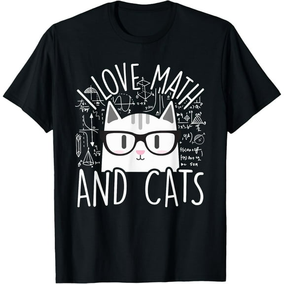I Love Math And Cats Cute Kitty Cat Feline Lover Gift T-ShirtMen and women, White Black T-shirt, size: Extra large S-1011XL