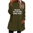 thumbnail image 3 of Jinhomg Oversized Fleece Pullover for Women Plus Size Thermal Cozy Long Sleeve Sweatshirts Trendy Letter Print Loungewear Tunic Tops with Pockets Army Green XXXL, 3 of 5