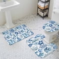 thumbnail image 3 of Abstract Trees Bathroom Rugs Set Modernism Blue Plant Watercolor Non Slip Absorbent Soft Bath Mats 3 Piece Set with Bathroom Rug, U-Shaped Floor Mat, Toilet Seat Cover Small Size, 3 of 9