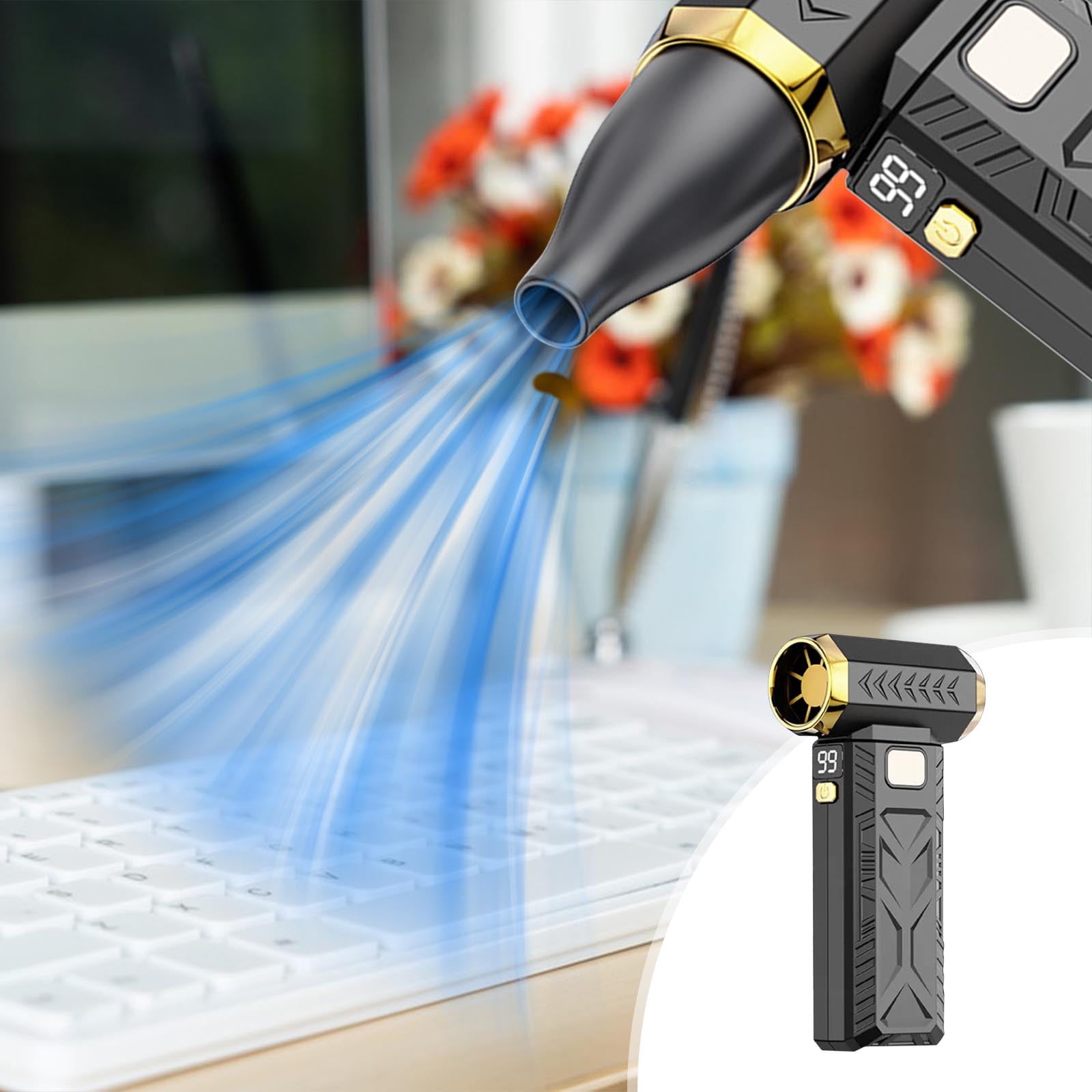 Cordless Snow Blower for Car, 130000 RPM Handheld Blower with 6000mAh Battery for Windshield Defrost & Car Cleaning