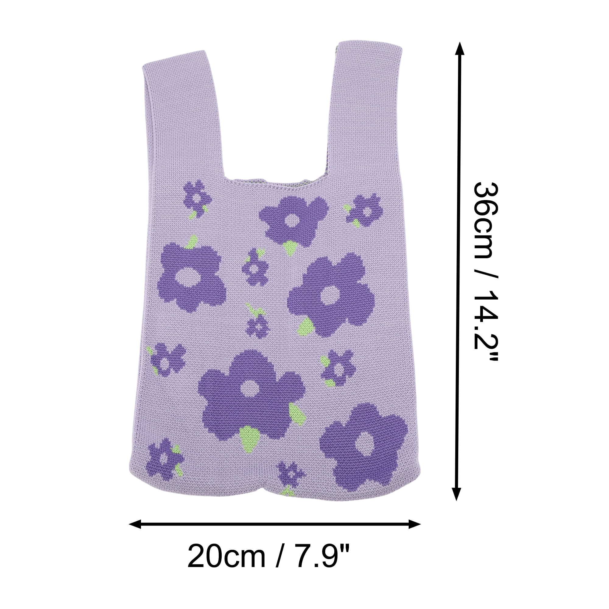 Unique Bargains Mini Stylish Flower Knitted Wrist Bag for Everyday Use and Occasion Purple