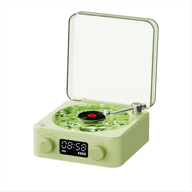 KW03 Altavoz de Retro RGB Inalámbrico Bluetooth 5.0 Tocadiscos Reproductor de Altavoz Sonido Estéreo con Ruido Verde