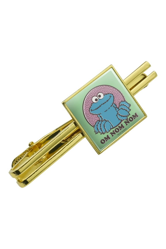 Sesame Street Cookie Monster Om Nom Nom Square Tie Bar Clip Clasp Tack- Silver or Gold