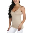 thumbnail image 3 of ToBeInStyle Women's Ruched V-Neck Neckline Knit Tank Top w/ Scoop Back, 3 of 4