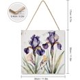 thumbnail image 2 of Iris Wooden Hanging Sign Flower Art Iris Gifts Spring Flower Door Sign Spring Door Decor Rustic Farmhouse Decorations for Home Kitchen Bedroom Cafes Bar Sign 12x12 Inches, 2 of 8
