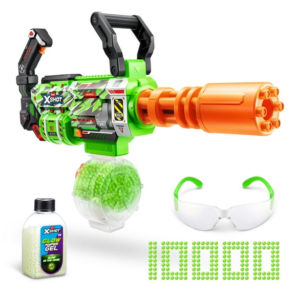 XSHOT Hyper Gel Glow Motorized Gatling Blaster with 10,000 Gel Pellets by ZURU, Outdoor Motorized Gel Blaster for Boys and Girls, Teens and Adults aged 14+