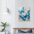 thumbnail image 3 of Nawypu  Blue Tea Flower and Butterfly Prints with Embellishment Textured Gold Blue Floral Canvas Wall Art Ready to Hang, 3 of 4