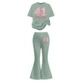 thumbnail image 5 of Gaexia Girls Tshirts and Pants Set,Girls Casual Fashion Outfit With Bow Short Sleeve Top and Long Pants Playwear Comfy Daily Wear Toddler Kids Two Piece Fashion Clothes,7-8 Years, 5 of 6