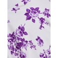 thumbnail image 7 of Purple Floral Print Sleeveless Round Neck Ruched Fit & Flare Midi Dress For Women, 7 of 7
