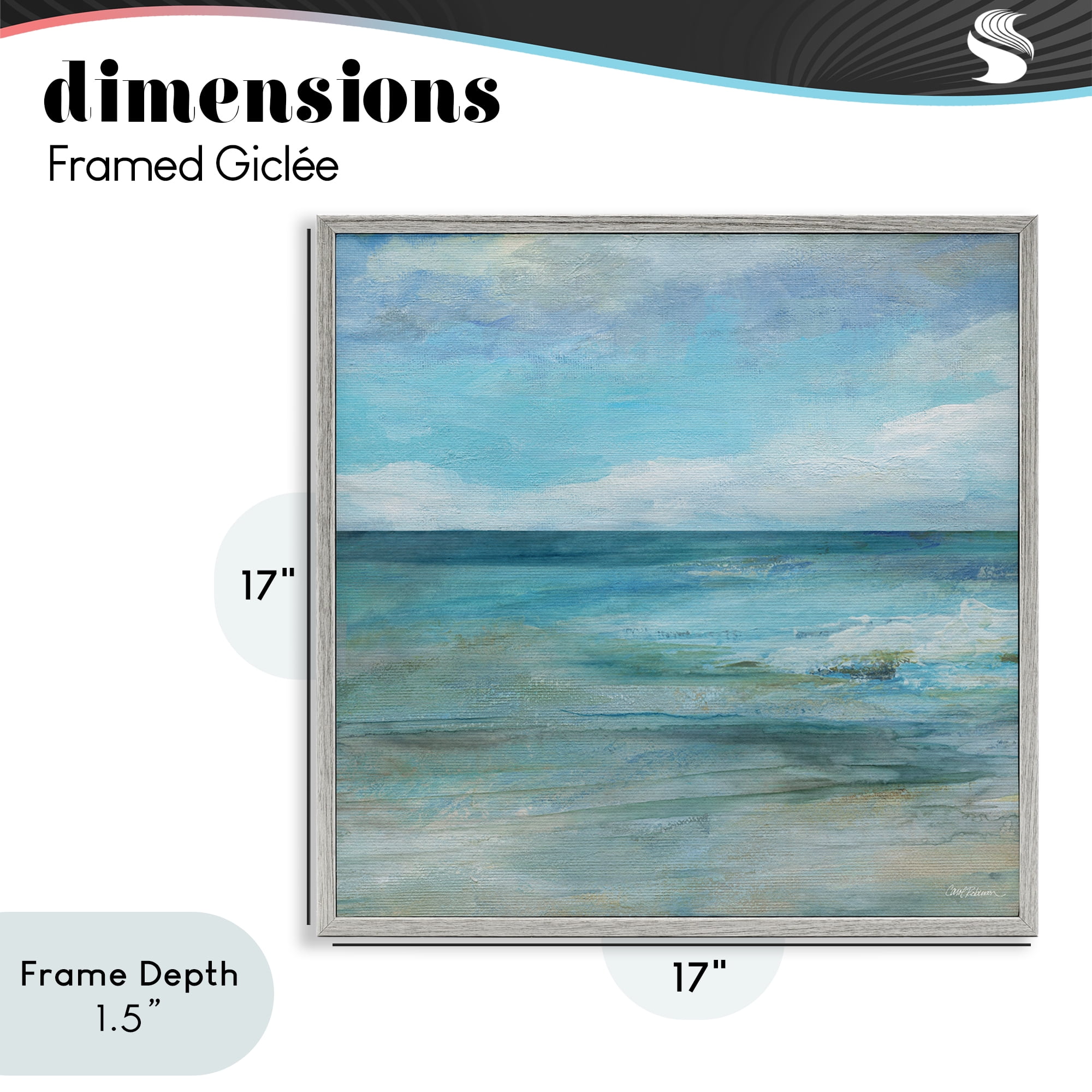 Stupell Industries Aqua Ocean Horizon Abstract Gray Framed Giclee Art, design by Carol Robinson