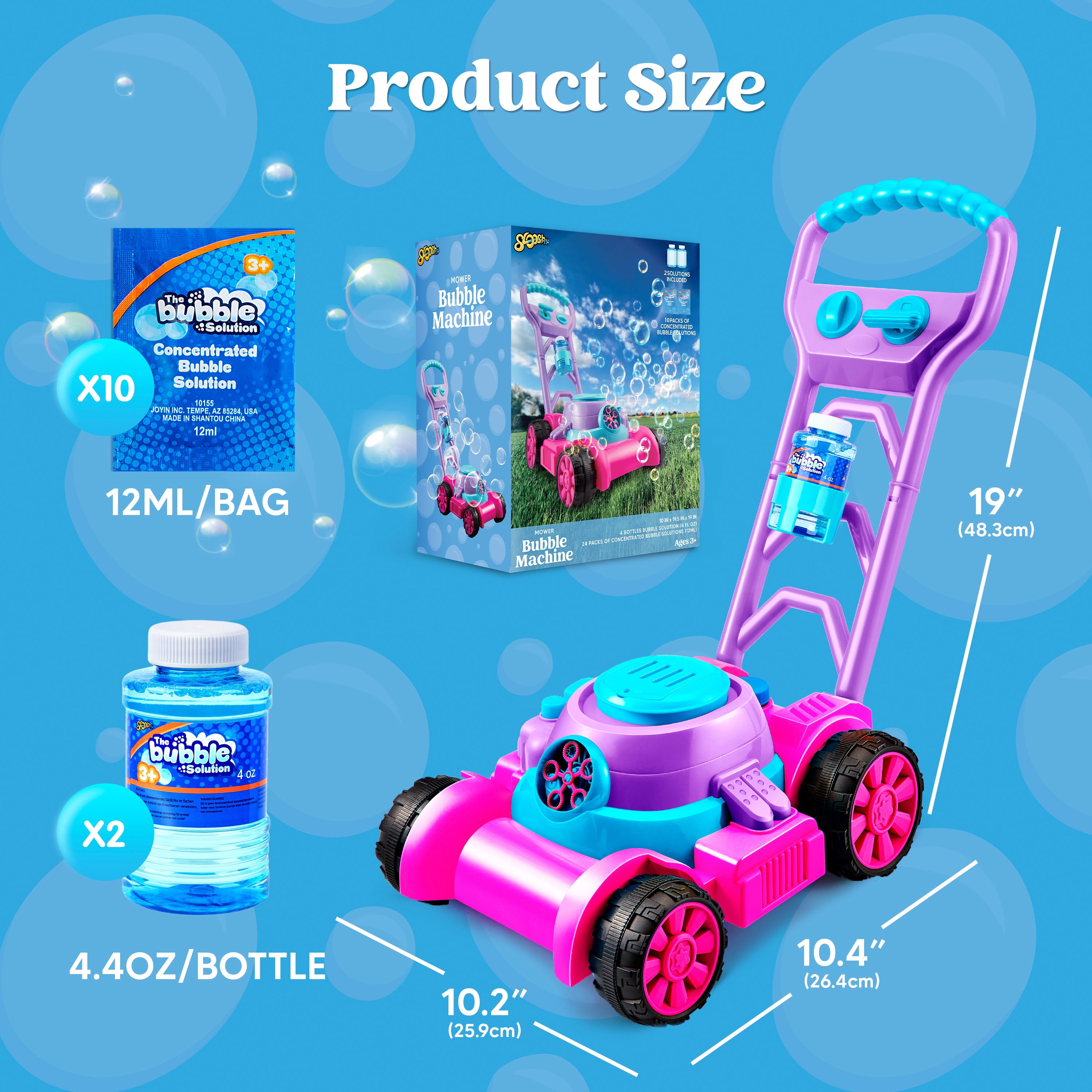 SYNCFUN Bubble Lawn Mower, Bubble Machine Summer Outdoor Toys for Toddlers 1-3, Pink Bubble Blower for Kids 2 4 6 Birthday Gifts