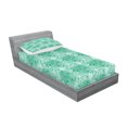 thumbnail image 2 of Ambesonne Green Fitted Sheet & Pillow Sham Set, Floral Pattern with Beryl, Twinxl, Green, 2 of 2