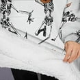 thumbnail image 3 of Oversized Wearable Blanket Hoodie,Halloween Dancing Skeletons and Pumpkins Sherpa Blanket Hoodie with Super Pockets,Super Warm Fuzzy Pullover for Women & Men, 3 of 6