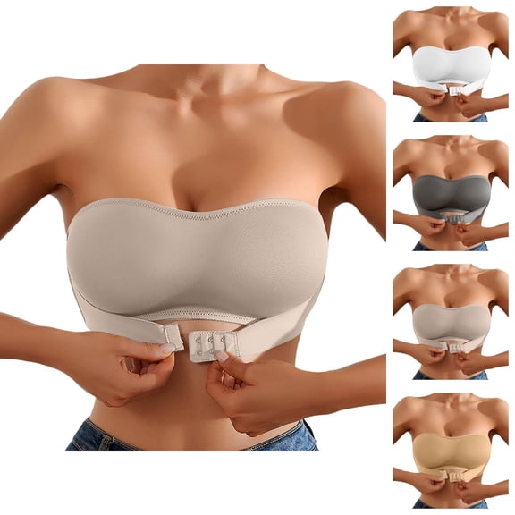 Strapless Bras for Women Lightweight Breathable Front Closure Wireless Push Up Lifting Bralettes Bandeau Bra Tube Top