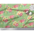 thumbnail image 2 of Soimoi Green Cotton Duck Fabric Leaves & Ranunculus Floral Decor Fabric Printed Yard 42 Inch Wide, 2 of 3