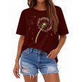 thumbnail image 2 of NAMTYQX Women's Blouses Printed Short Sleeve Boxy Fit Soft Cute Plus Size mit Muster Stretchy Round Neck Women's Summer Tops Wine Size M, 2 of 4