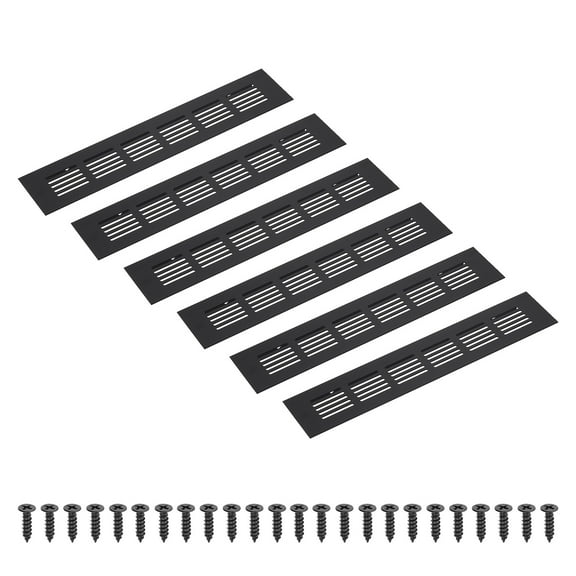 Uxcell 10 x 2 Inch Rectangle Ventilation Grille, 6PCS Aluminum Air Vent Cover, Black
